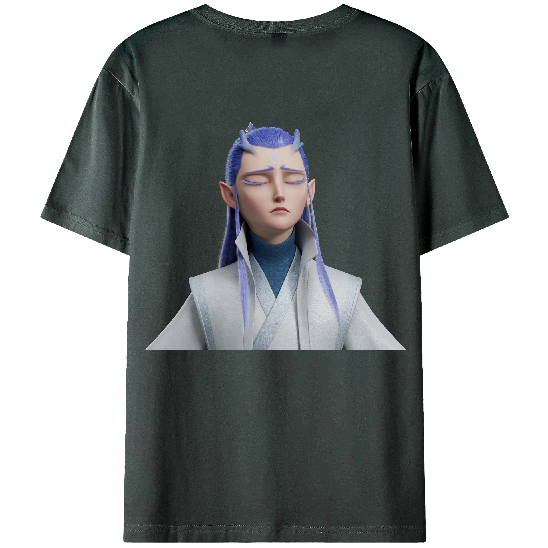 （画像用） Ne Zha 2 ナタ 魔童の大暴れ 綿100％ メンズ半袖Tシャツ（バックプリント） 通気性